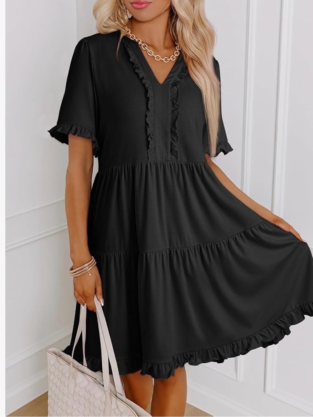 Dokotoo Womens A Line Babydoll Casual Summer Dresses with Pockets